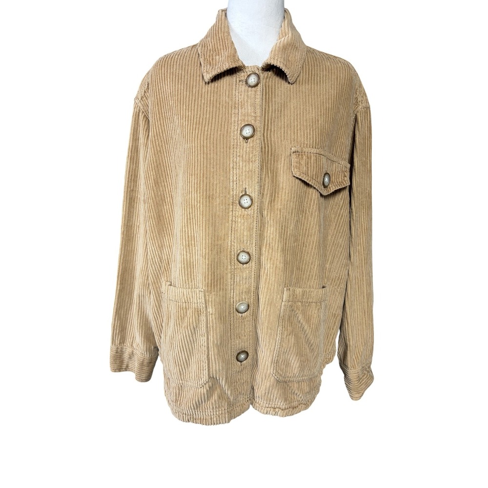 American Eagle Outfitters Jacket Mens L Beige Corduroy Bomber Button Pockets